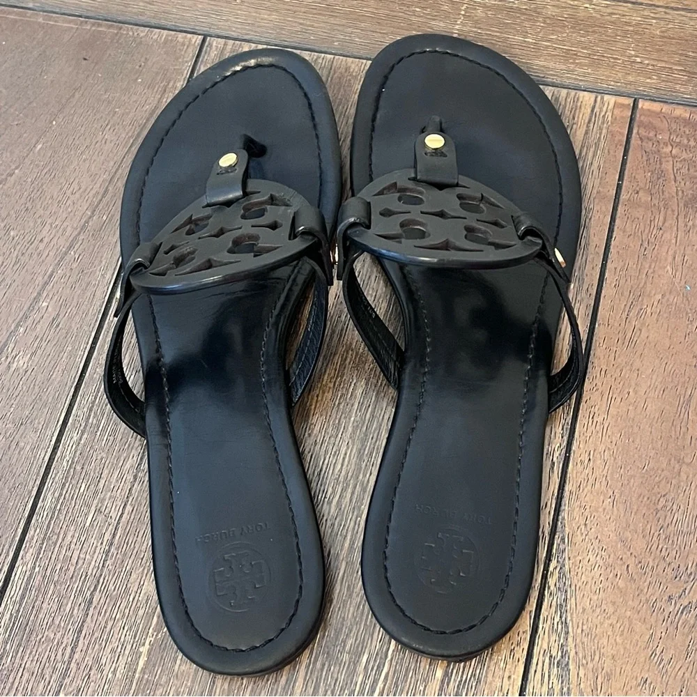 Tory Burch Miller Black Leather Sandals Womens size 9 - Picture 5 of 8